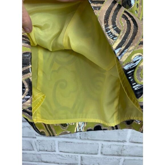 LILLY PULITZER METALLIC GREEN PEARL DRESS VINTAGE BROCADE Size 2 Holiday NEW - Picture 7 of 10